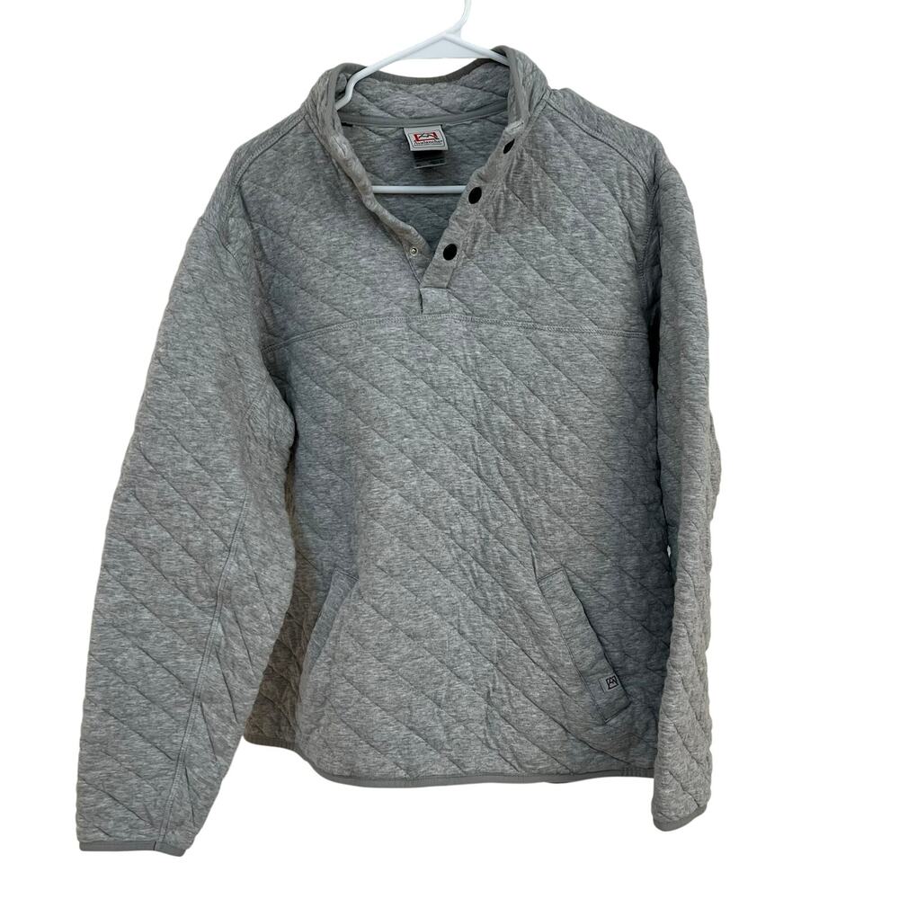 Avalanche Men's Gray Quilted 1/4 Button Up Mock Neck Sweater Pockets Size XL